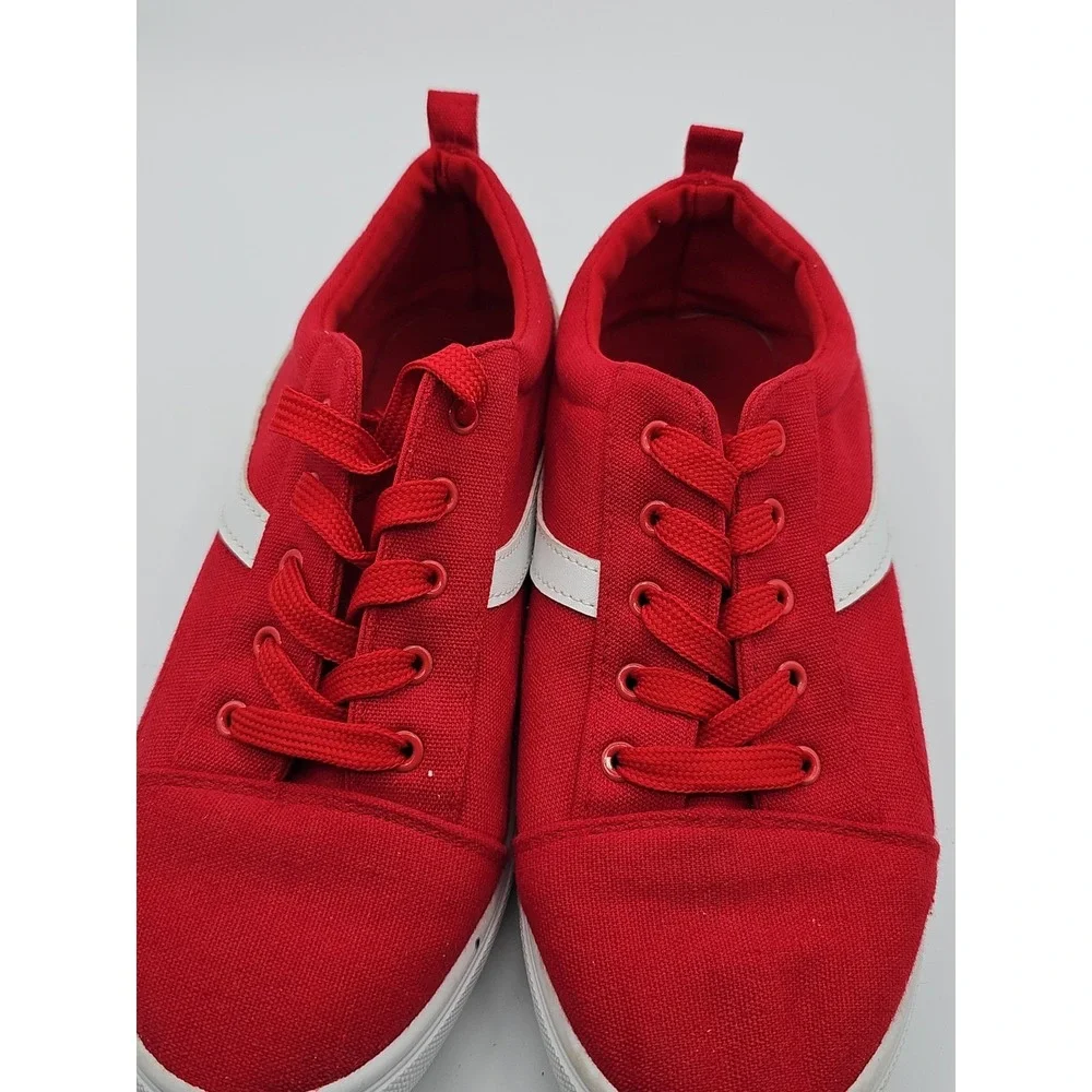 Just Be Womens Size 8 Red Canvas Lace Up Sneakers Casual Comfort Shoes